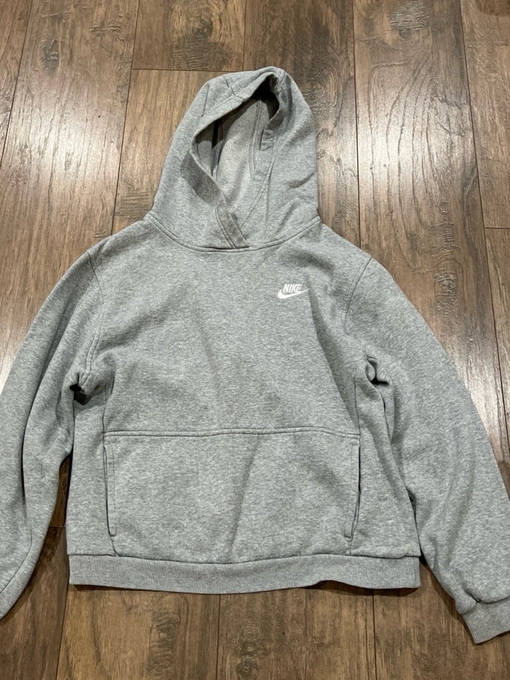 Nike Kid's Light Gray Hooded Sweatshirt with White Logo